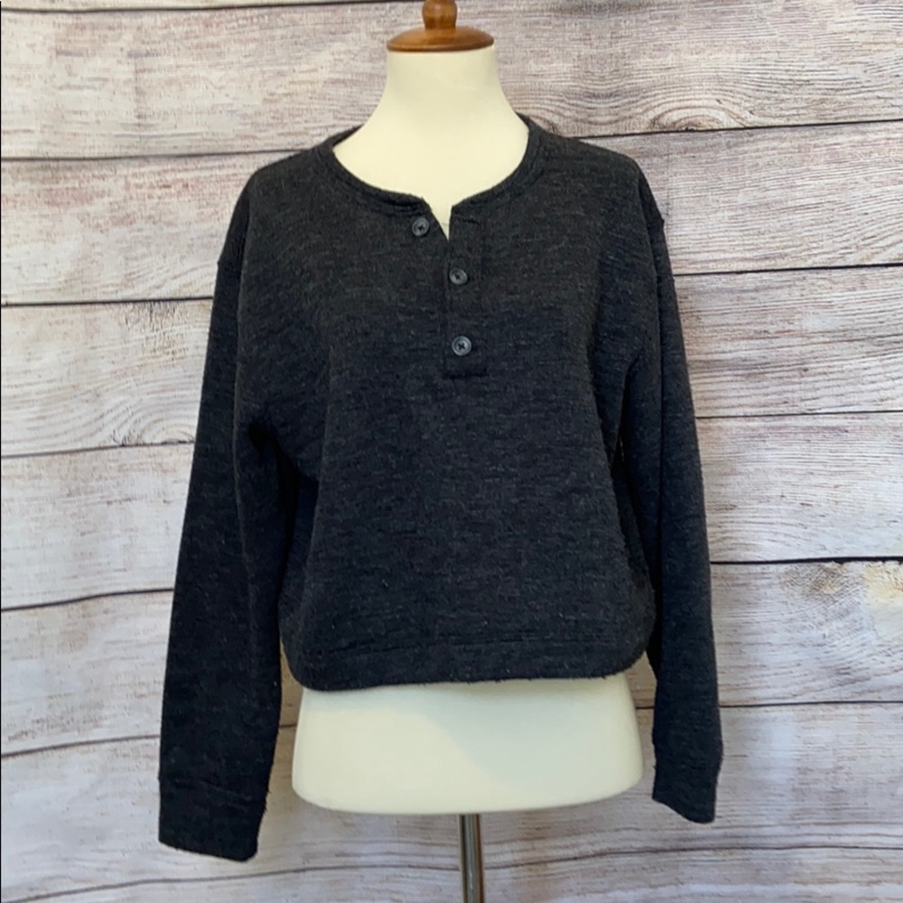 Abercrombie Cropped Crew Button Up Sweatshirt